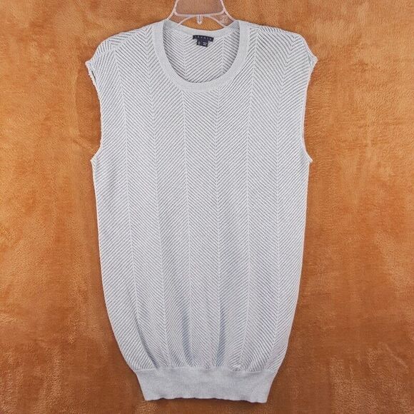 THEORY Womens Sweater Large Gray Pullover Sleeveless Cotton Cashmere DREAMERLY - Picture 1 of 8